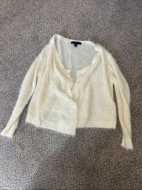 Cozy Cream Open-Knit Women's Sweater Cardigan